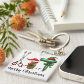 Prettig kerstfeest kapper Festieve stylist Kerstmi Sleutelhanger (Voorkant Rechts)