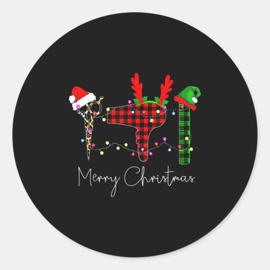 Prettig kerstfeest kapper Funny Tool Haarstylist Ronde Sticker (Voorkant)