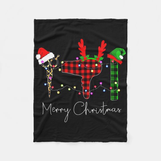 Prettig kerstfeest kapper Funny Tool kapster Fleece Deken (Voorkant)