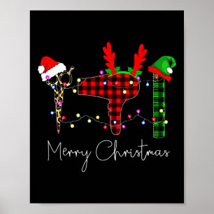 Prettig kerstfeest kapper grappig gereedschap haar poster