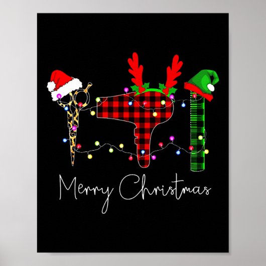 Prettig kerstfeest kapper grappig gereedschap haar poster (Voorkant)