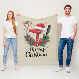 Prettig kerstfeest kapper haardresser Xmas haar Fleece Deken