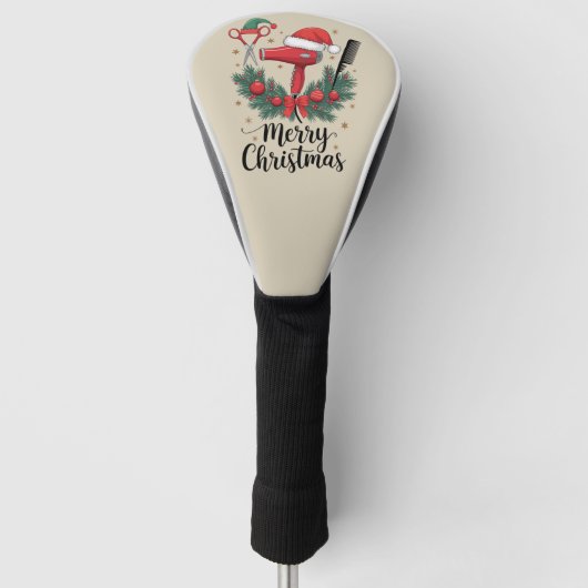 Prettig kerstfeest kapper haardresser Xmas haar  Golfheadcover (Voorkant)