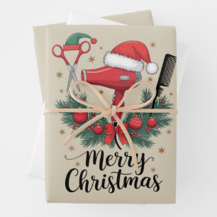 Prettig kerstfeest kapper haardresser Xmas haar  Inpakpapier Vel