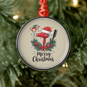 Prettig kerstfeest kapper haardresser Xmas haar  Metalen Ornament