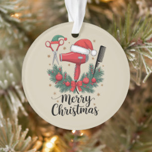Prettig kerstfeest kapper haardresser Xmas haar  Ornament