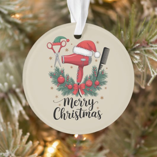 Prettig kerstfeest kapper haardresser Xmas haar Ornament (Boom)