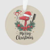 Prettig kerstfeest kapper haardresser Xmas haar Ornament (voorkant)