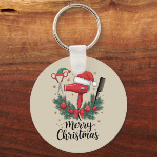 Prettig kerstfeest kapper haardresser Xmas haar Sleutelhanger