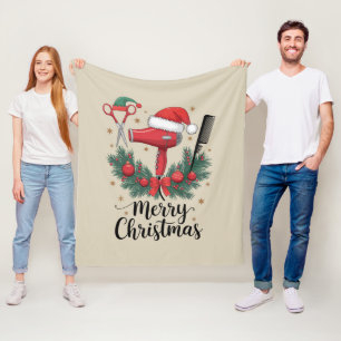 Prettig kerstfeest kapper Kapsalon Kerst Haar Fleece Deken