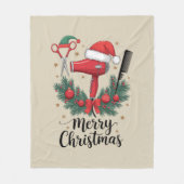 Prettig kerstfeest kapper Kapsalon Kerst Haar Fleece Deken (Voorkant)