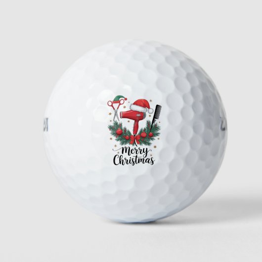Prettig kerstfeest kapper Kapsalon Kerst Haar Golfballen (Voorkant)