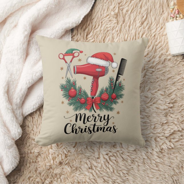 Prettig kerstfeest kapper Kapsalon Kerst Haar  Kussen (Deken)