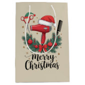 Prettig kerstfeest kapper Kapsalon Kerst Haar  Medium Cadeauzakje (Voorkant)