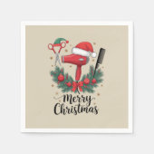 Prettig kerstfeest kapper Kapsalon Kerst Haar Servet (Voorkant)