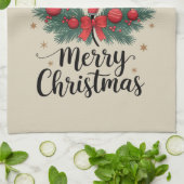 Prettig kerstfeest kapper Kapsalon Kerst Haar  Theedoek (Gevouwen)