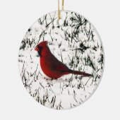 Prettig kerstfeest Kardinaal Keramisch Ornament (Links)