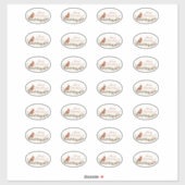 Prettig kerstfeest Kardinaal op tak Ovale stickers (Vel)