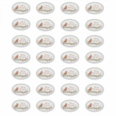 Prettig kerstfeest Kardinaal op tak Ovale stickers (Voorkant)