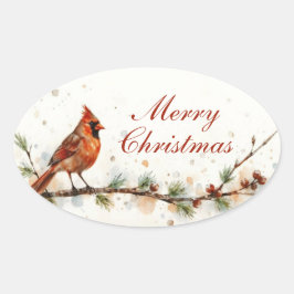 Prettig kerstfeest Kardinaal Ovale sticker