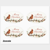 Prettig kerstfeest Kardinaal Ovale sticker (Vel)