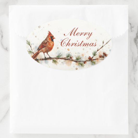 Prettig kerstfeest Kardinaal Ovale sticker (Tas)