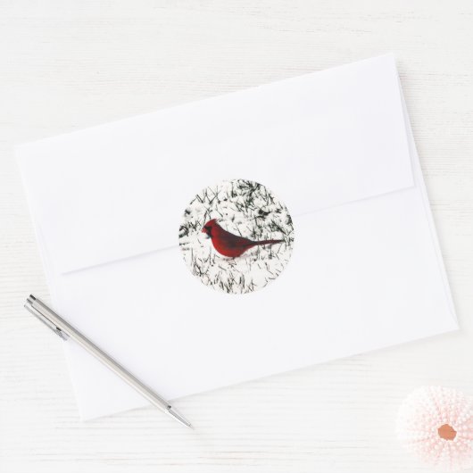 Prettig kerstfeest Kardinaal Ronde Sticker (Envelop)