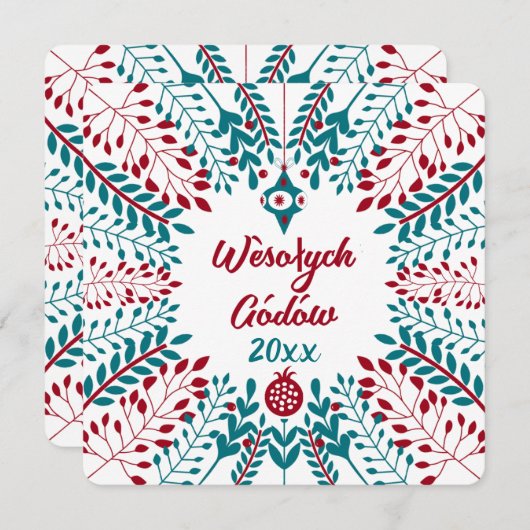 Prettig kerstfeest, Kashubian Kaszubi Feestdagenkaart (Voorkant / Achterkant)