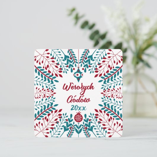 Prettig kerstfeest, Kashubian Kaszubi Prettig kers Feestdagenkaart (Staand voorkant)