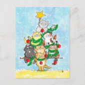 Prettig kerstfeest kat ansichtkaart briefkaart (Voorkant)