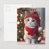 Prettig kerstfeest kat gepersonaliseerd feestdagenkaart (Voorkant / Achterkant)