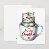 Prettig kerstfeest Kat In Een Kop - Kerstmis Feestdagenkaart (Voorkant / Achterkant)