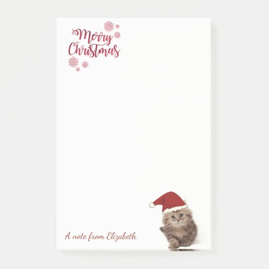 Prettig Kerstfeest,Kat Met Kerstman Hoed-Personali Post-it® Notes (Voorkant)