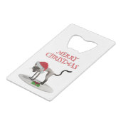 Prettig kerstfeest. Kat met kerstmuts Creditkaart Flessenopener (Achterkant Gekanteld)