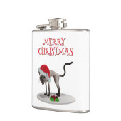 Prettig kerstfeest. Kat met kerstmuts Heupfles (Links)