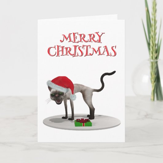 Prettig kerstfeest. Kat met kerstmuts Kaart (Voorkant)