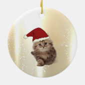 Prettig kerstfeest, kat met kerstmuts keramisch ornament (Achterkant)