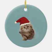 Prettig kerstfeest, kat met kerstmuts keramisch ornament (Achterkant)