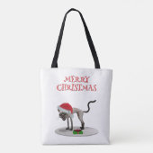 Prettig kerstfeest. Kat met kerstmuts Tote Bag (Achterkant)