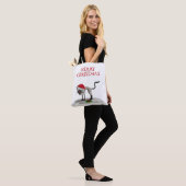 Prettig kerstfeest. Kat met kerstmuts Tote Bag (Op model)