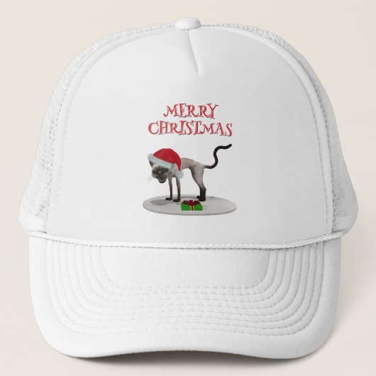 Prettig kerstfeest. Kat met kerstmuts Trucker Pet (Voorkant)