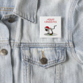 Prettig kerstfeest. Kat met kerstmuts Vierkante Button 5,1 Cm (In situ)