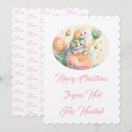 Prettig kerstfeest katjes kaart (Voorkant / Achterkant)