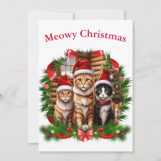 Prettig kerstfeest katten  feestdagenkaart (Voorkant)