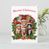 Prettig kerstfeest katten  feestdagenkaart (Staand voorkant)