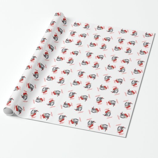 Prettig Kerstfeest Katten Inpakpapier (Uitgerold)
