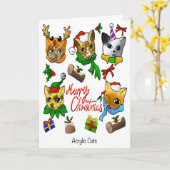 Prettig kerstfeest Katten Kaart (Gele Bloem)