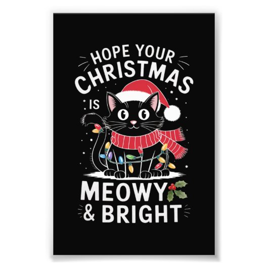 Prettig Kerstfeest, katten Kerstmis Foto Afdruk (Voorkant)