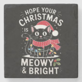 Prettig Kerstfeest, katten Kerstmis Stenen Onderzetter (Voorkant)