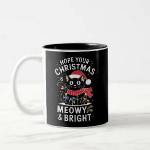 Prettig Kerstfeest, katten Kerstmis Tweekleurige Koffiemok